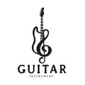 Instrumental guitar modern logo design inspiration and can be used for musical instrument shop Royalty Free Stock Photo