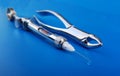 Instrumental of surgery and anesthesia in dentistry: syringe, anesthesia and needle.