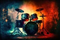 instruments for music, drums and guitar on stage Royalty Free Stock Photo