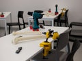 Instruments and plastic bones for orthopedic surgeries training