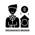 insuarance broker icon, black vector sign with editable strokes, concept illustration Royalty Free Stock Photo