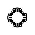 Insuarance lifebuoy black icon, vector sign on isolated background. Insuarance lifebuoy concept symbol, illustration