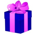 Insulated blue gift box with pink ribbon