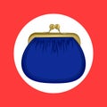 Insulated blue purse. the icon with the purse
