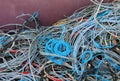 insulated copper electrical wires in the recycling center for recyclable materials Royalty Free Stock Photo