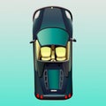 Insulated dark green passenger car top view on a background Royalty Free Stock Photo