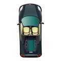 Insulated dark green passenger car top view on white background Royalty Free Stock Photo