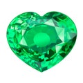 Insulated green gem stone in shape of heart on white background Royalty Free Stock Photo