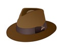 Insulated men`s brown hat on a white background. Men`s hat with