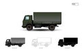 Insulated olive truck with awning. Off-road military truck.