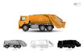 Insulated orange truck. Garbage truck