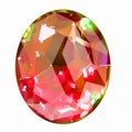 Insulated oval red gemstone on white background.