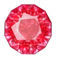 Insulated oval red gemstone on white background.