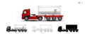 Insulated red truck. Semi-trailer truck with 20 ft tank container. Royalty Free Stock Photo