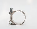 Insulated steel clamp on white background