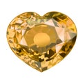 Insulated yellow gem stone in shape of heart on white background Royalty Free Stock Photo