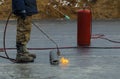 Insulation and waterproofing of the building foundation Royalty Free Stock Photo