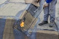 Insulation worker and propane blowtorch 2 Royalty Free Stock Photo