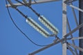 Insulators power lines. Royalty Free Stock Photo