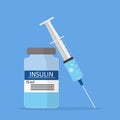 Insulin in bottle with syringe for injection. Syringe with needle for diabetes. Vial with insulin. Icon of vaccine. Diabetic Royalty Free Stock Photo