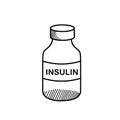 Insulin bottle vector illustration black outline drawing