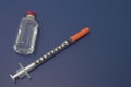 Insulin and capped syringe Royalty Free Stock Photo