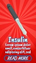 Insulin concept banner, comics isometric style Royalty Free Stock Photo