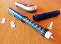 Insulin pen with needle for insulin injection for  diabetics Royalty Free Stock Photo