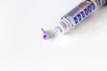 Insulin pen, syringe pen, glucometer. Isolate. White background. Medicine, diabetes, health and healthcare concept. Close up. Copy Royalty Free Stock Photo