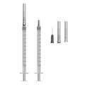 Insulin syringe 0.5 ml with hypodermic needles on white background, medical single use syringe vector EPS 10 illustration