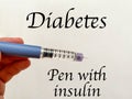 Insulin syringe-pen in hand on a white isolated background. Insulin for diabetics Royalty Free Stock Photo