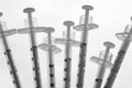 Insulin syringes, white background Royalty Free Stock Photo