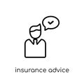 insurance advice icon. Trendy modern flat linear vector insurance advice icon on white background from thin line Insurance Royalty Free Stock Photo