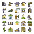 Insurance agent icons set vector flat