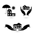 Insurance black icons set