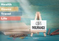 Insurance, business and strategic concept. notice board by the books and money, and notifications Royalty Free Stock Photo