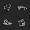 Insurance chalk white icons set on black background Royalty Free Stock Photo