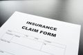 Insurance claim form Royalty Free Stock Photo