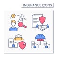 Insurance color icons set