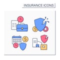 Insurance color icons set