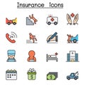 Insurance color line icon set vector illustration graphic design