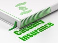 Insurance concept: book House And Palm, Casualty Insurance on white background