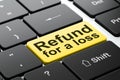 Insurance concept: Refund For A Loss on computer keyboard background