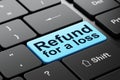 Insurance concept: Refund For A Loss on computer keyboard background