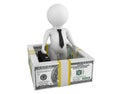 Insurance concept. 3d person with dollars barrier Royalty Free Stock Photo