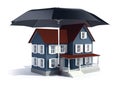 Insurance concept - house under umbrella Royalty Free Stock Photo