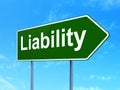 Insurance concept: Liability on road sign background Royalty Free Stock Photo