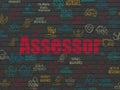 Insurance concept: Assessor on wall background