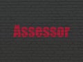 Insurance concept: Assessor on wall background