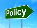 Insurance concept: Policy on road sign background